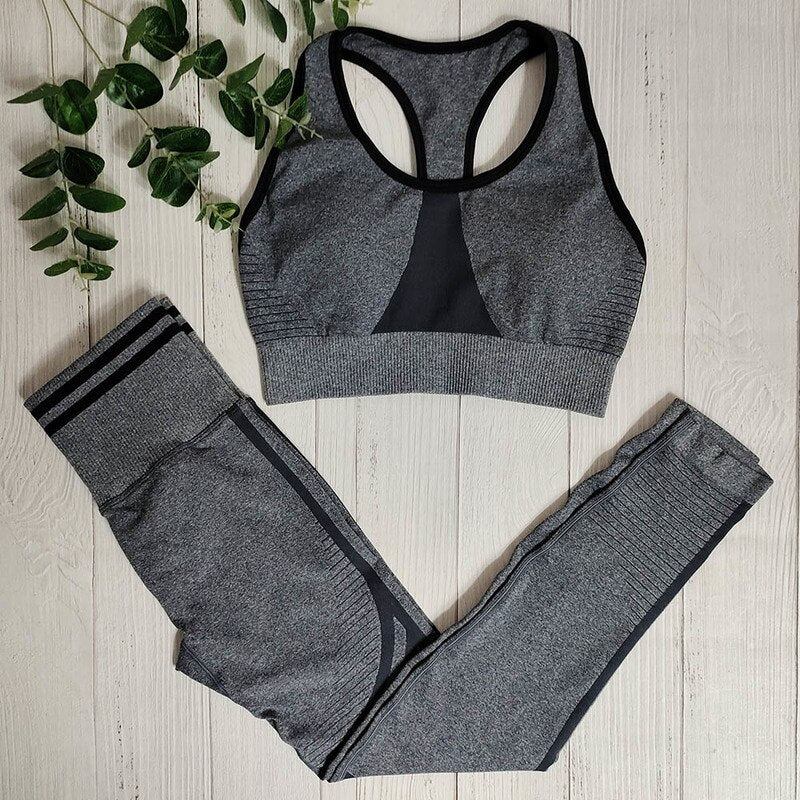 Women's Seamless 2-Piece Yoga Set – Sports Bra & High-Waist Leggings Gym Outfit