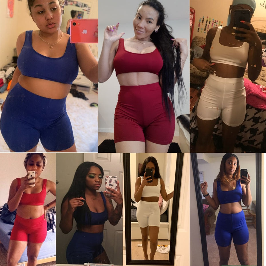 Women's 2-Piece Crop Top & Biker Shorts Set – Casual Matching Workout Lounge Outfit
