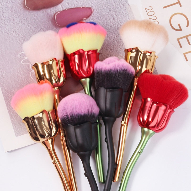 Rose Flower Nail Dust Brush – Soft Gel Polish Cleaning Brush for Nail Art & Manicures