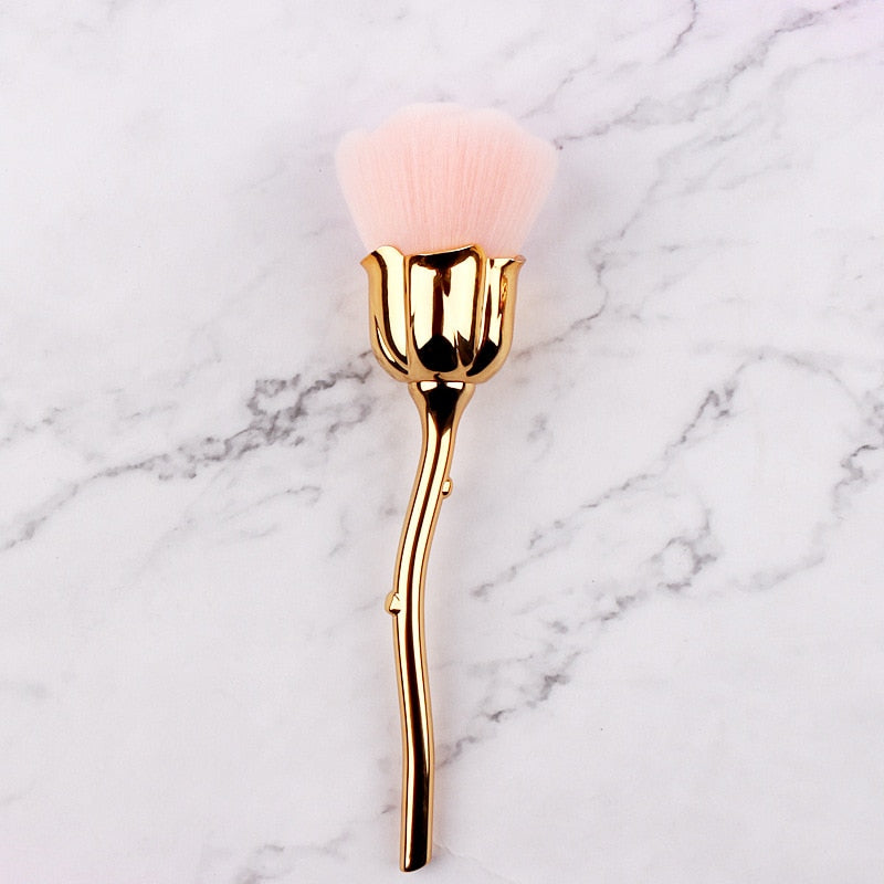 Rose Flower Nail Dust Brush – Soft Gel Polish Cleaning Brush for Nail Art & Manicures