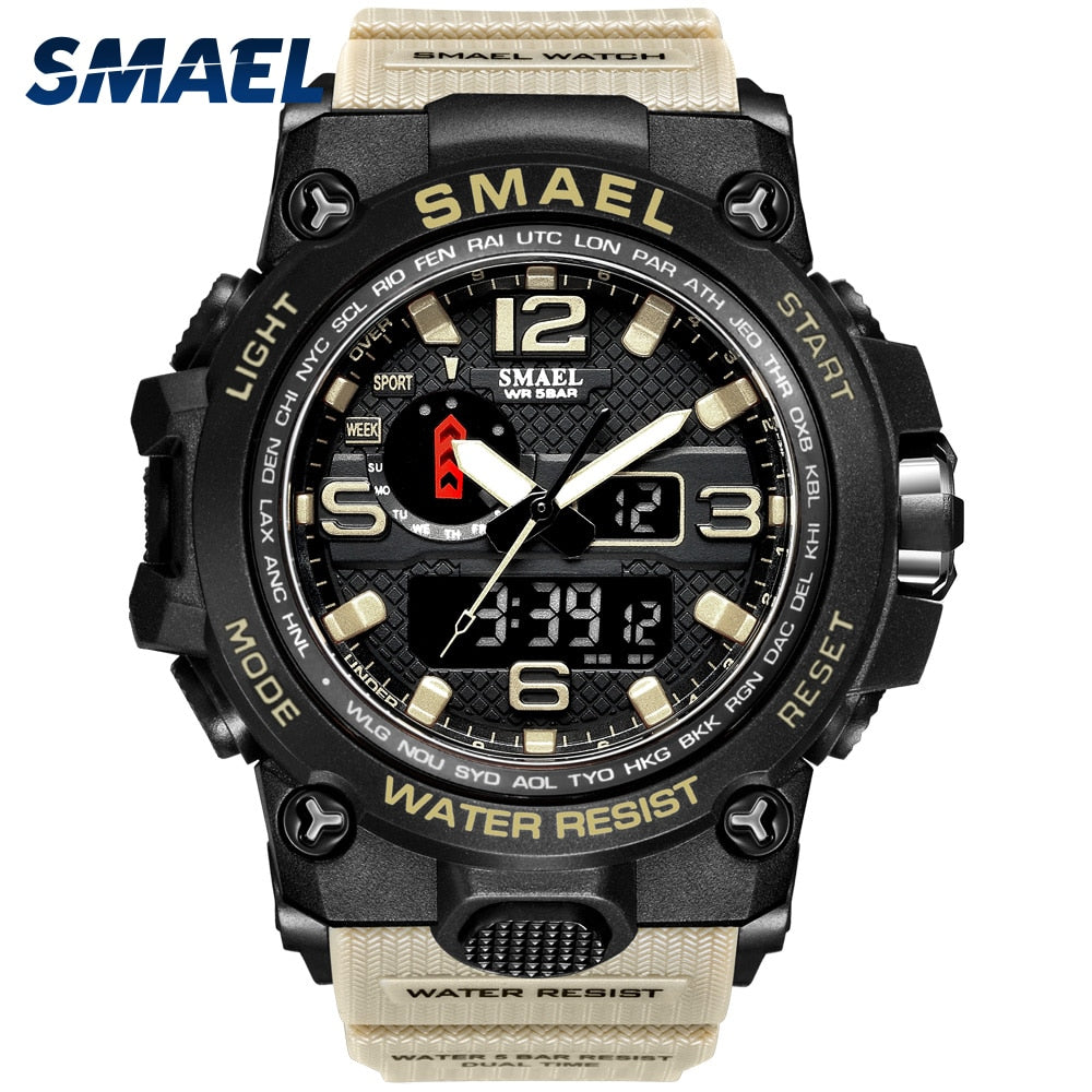 Men's Military Sport Watch – 50M Waterproof LED Digital & Analog Quartz Watch