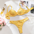 Women's Floral Lace Bralette Set – Wireless Knit Bra & Matching Panty Lingerie