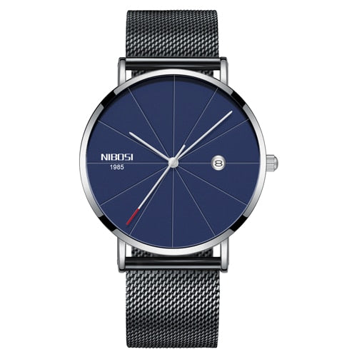 NIBOSI Men's Ultra-Thin Quartz Watch – Luxury Waterproof Stainless Steel Business Watch