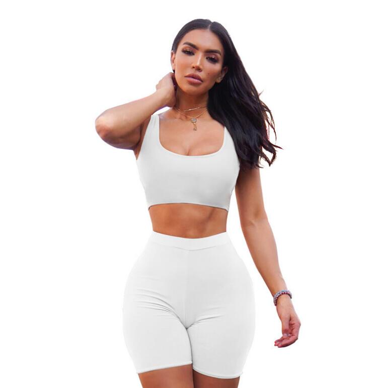Women's 2-Piece Crop Top & Biker Shorts Set – Casual Matching Workout Lounge Outfit