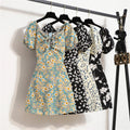 Women's Floral Chiffon Mini Dress – Puff Sleeve Shirred Summer Casual Dress