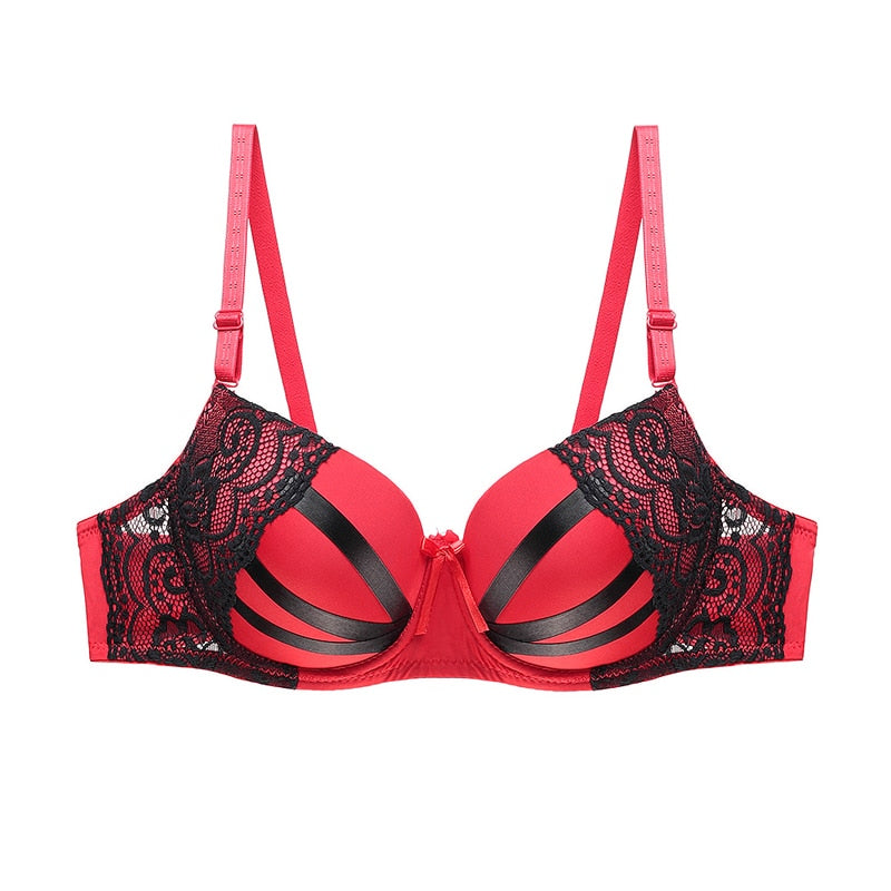 Julexy Women's Push-Up Lace Bra – Underwire Padded Bralette with B & C Cup Support