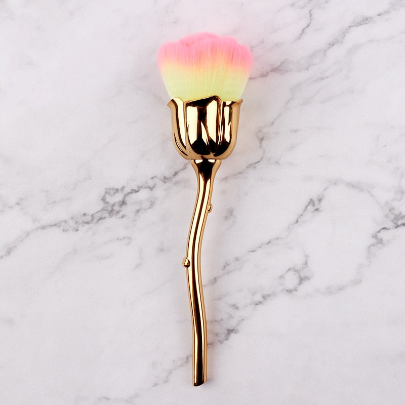 Rose Flower Nail Dust Brush – Soft Gel Polish Cleaning Brush for Nail Art & Manicures