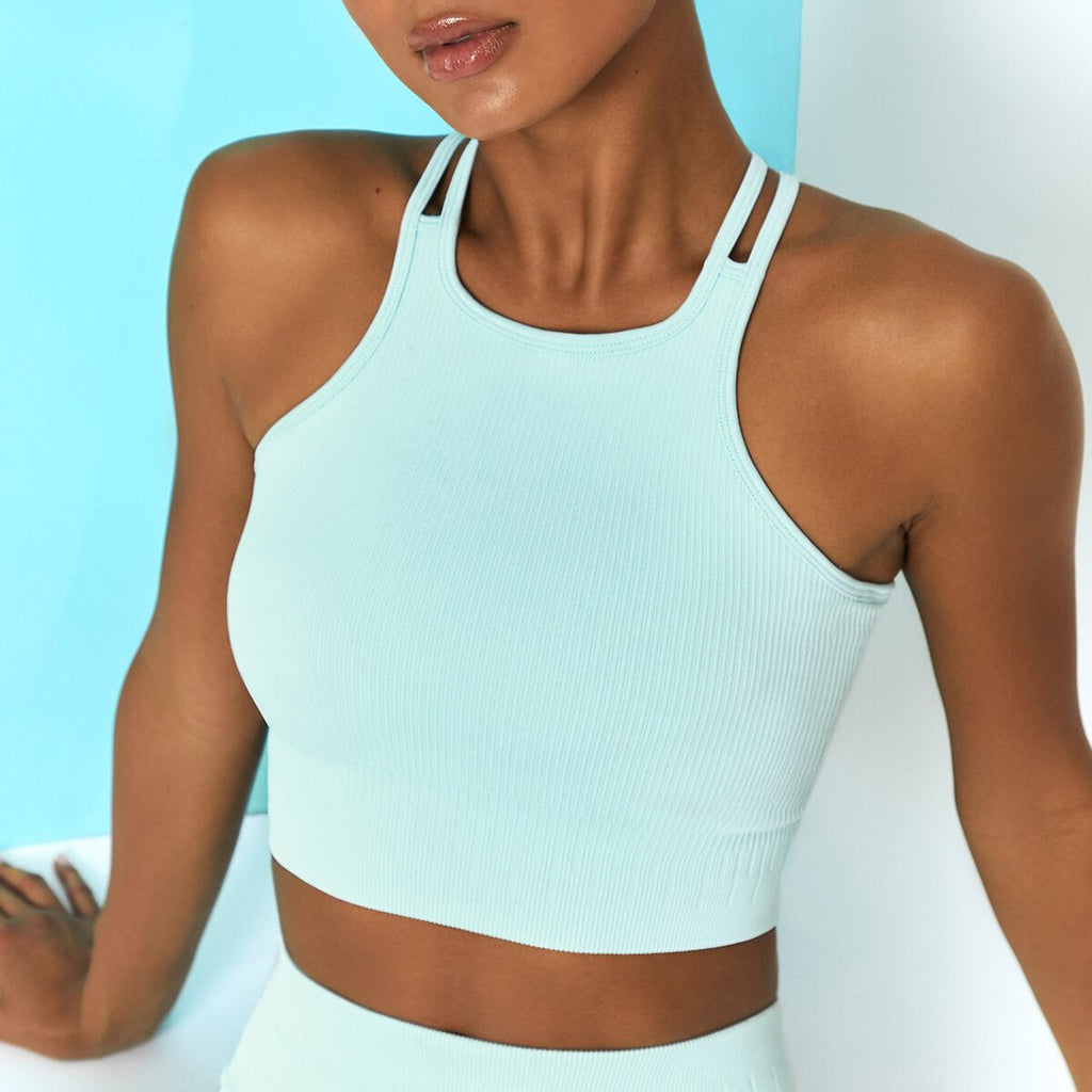 Women's Sleeveless Crop Workout Tank – Quick-Dry Yoga & Fitness Gym Top