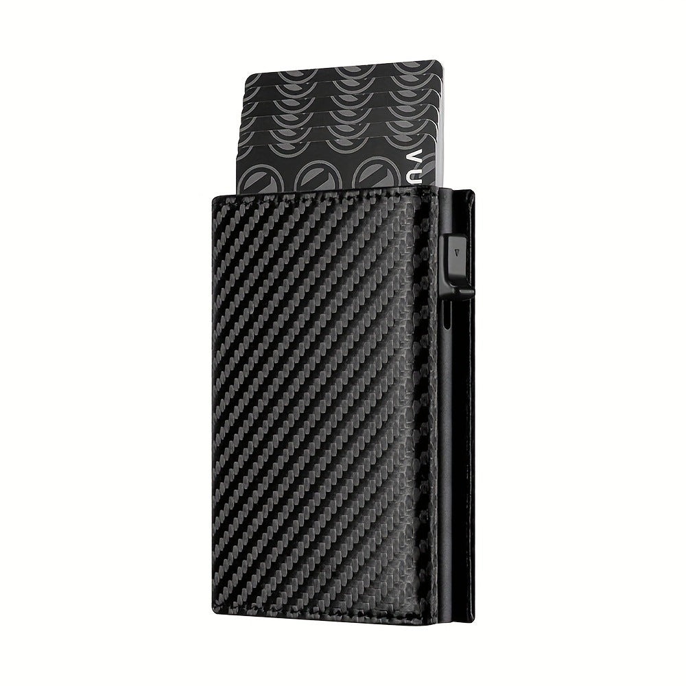 Men's Carbon Fiber RFID Card Holder – Magnetic Aluminum Wallet with AirTag Slot