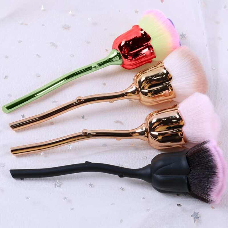 Rose Flower Nail Dust Brush – Soft Gel Polish Cleaning Brush for Nail Art & Manicures
