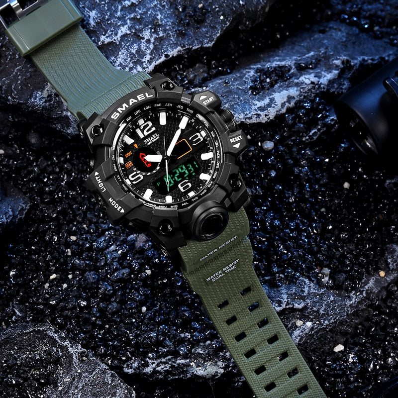 Men's Military Sport Watch – 50M Waterproof LED Digital & Analog Quartz Watch