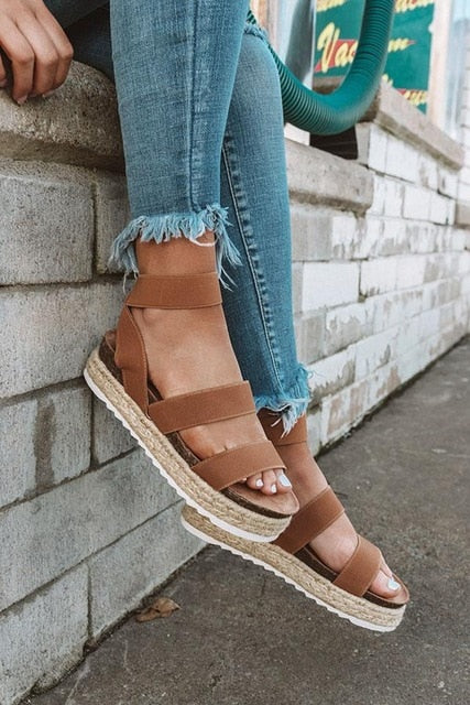 Women's Leopard Wedge Sandals – Buckle Strap Platform Summer Casual Shoes