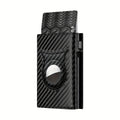 Men's Carbon Fiber RFID Card Holder – Magnetic Aluminum Wallet with AirTag Slot