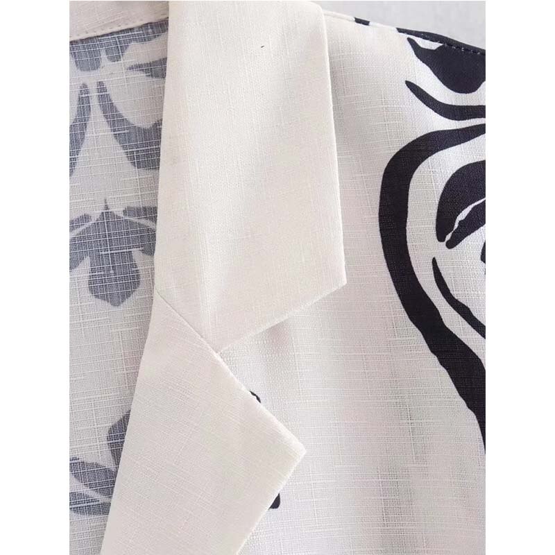 Women's Printed Mini Dress – Elegant Bow Belt Short Sleeve Summer Dress