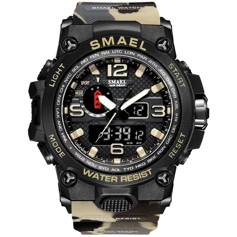 Men's Military Sport Watch – 50M Waterproof LED Digital & Analog Quartz Watch