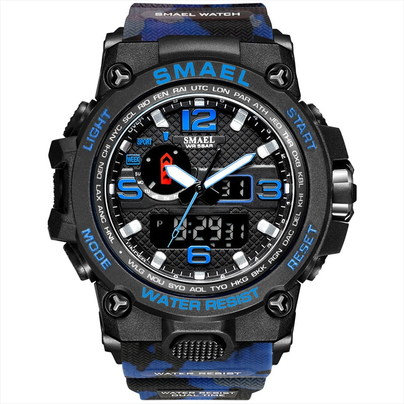 Men's Military Sport Watch – 50M Waterproof LED Digital & Analog Quartz Watch