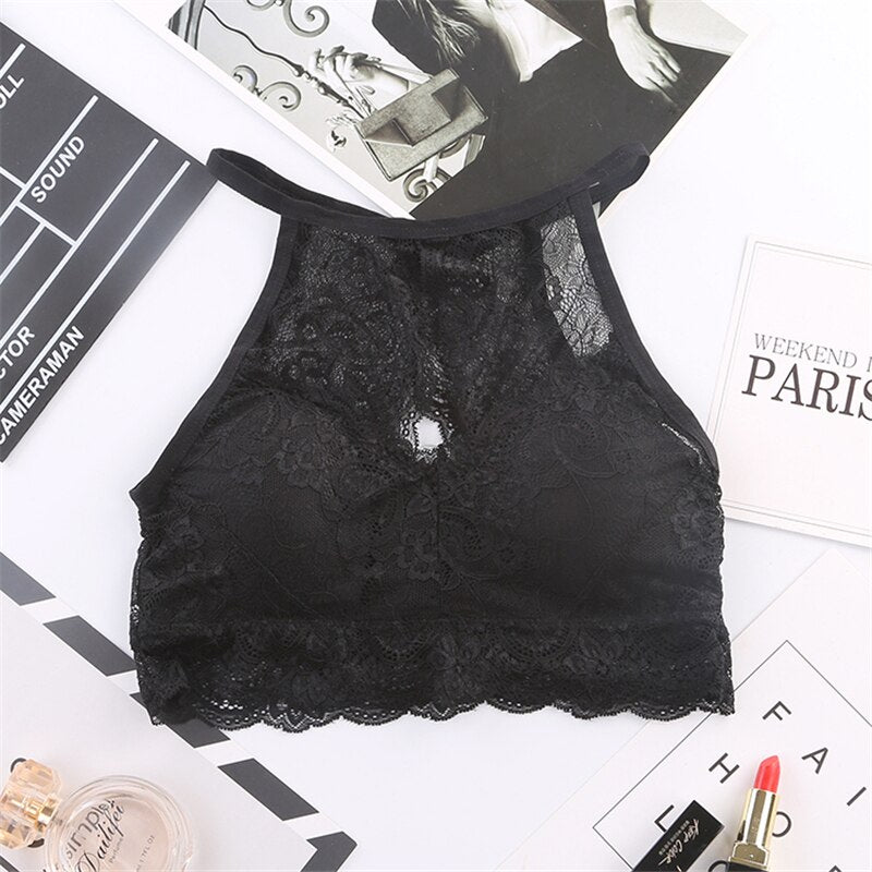 Women's Seamless Wireless Lace Bra – Soft Push-Up Bralette with Breathable Everyday Comfort
