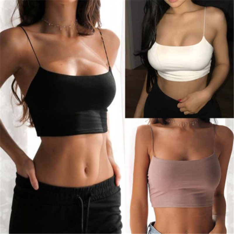Women's Sleeveless Crop Tank Top – Solid Summer Cami Basic Casual Vest