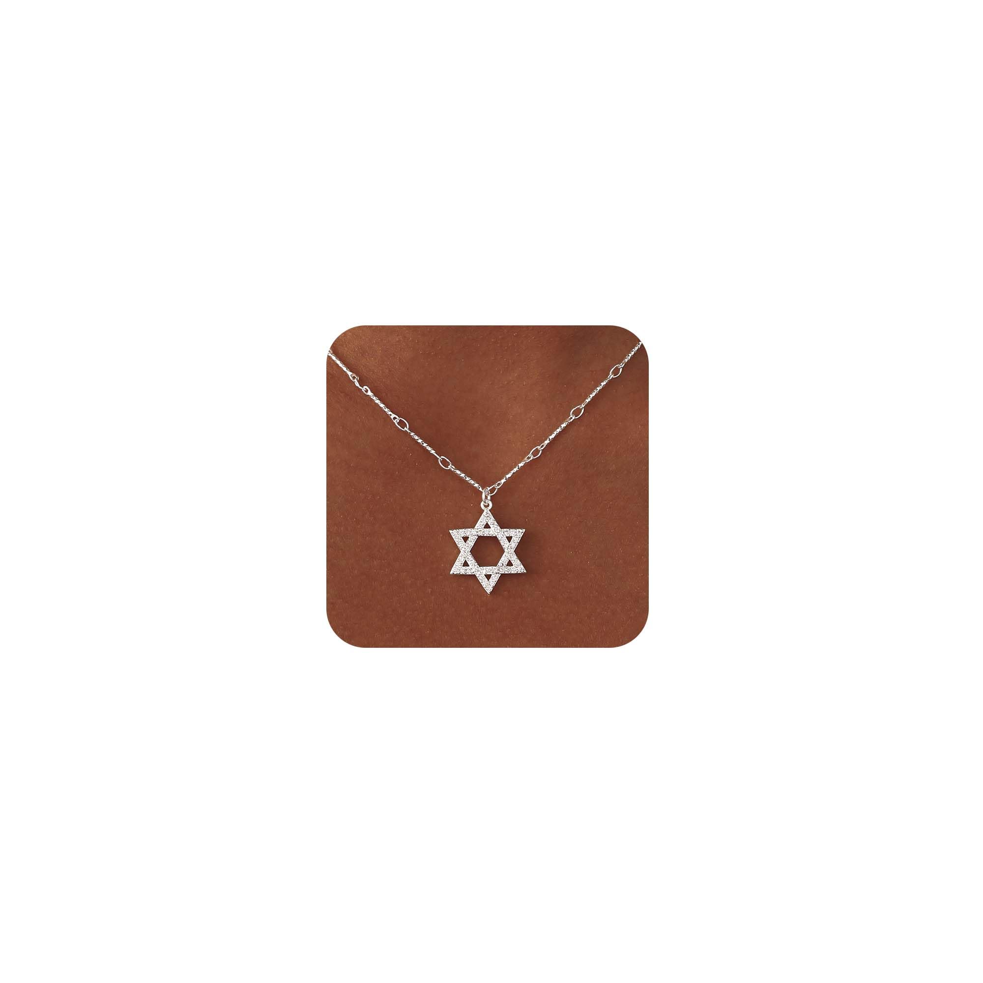 14K Gold Plated Layered Necklace Set – Dainty CZ Pendant Stackable Chain Necklace