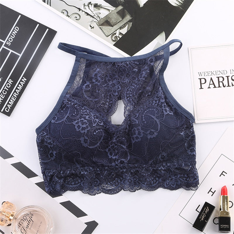 Women's Seamless Wireless Lace Bra – Soft Push-Up Bralette with Breathable Everyday Comfort