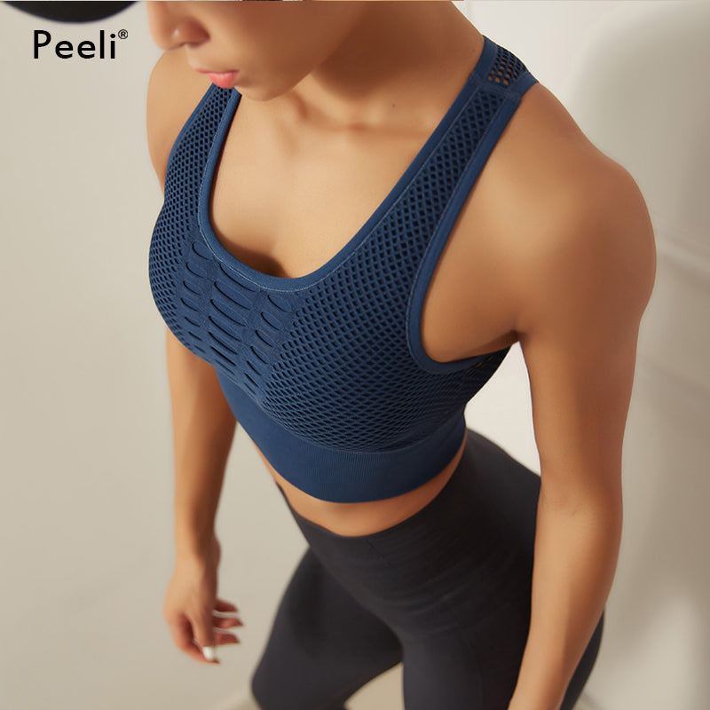 Women's Seamless Racerback Sports Bra – High Impact Padded Yoga & Workout Crop Top