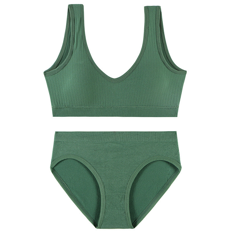 Women's Seamless Bra & Panty Set – Wireless Padded Bralette with Low-Rise Briefs