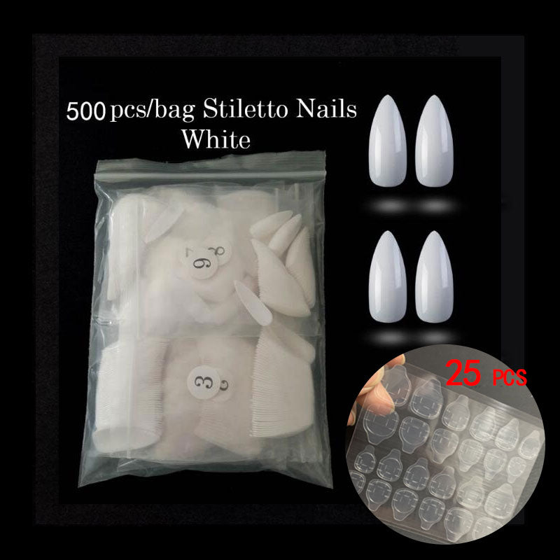 500PCS Long Coffin Nail Tips – Professional Ballerina False Nails for Acrylic, Gel & Nail Art