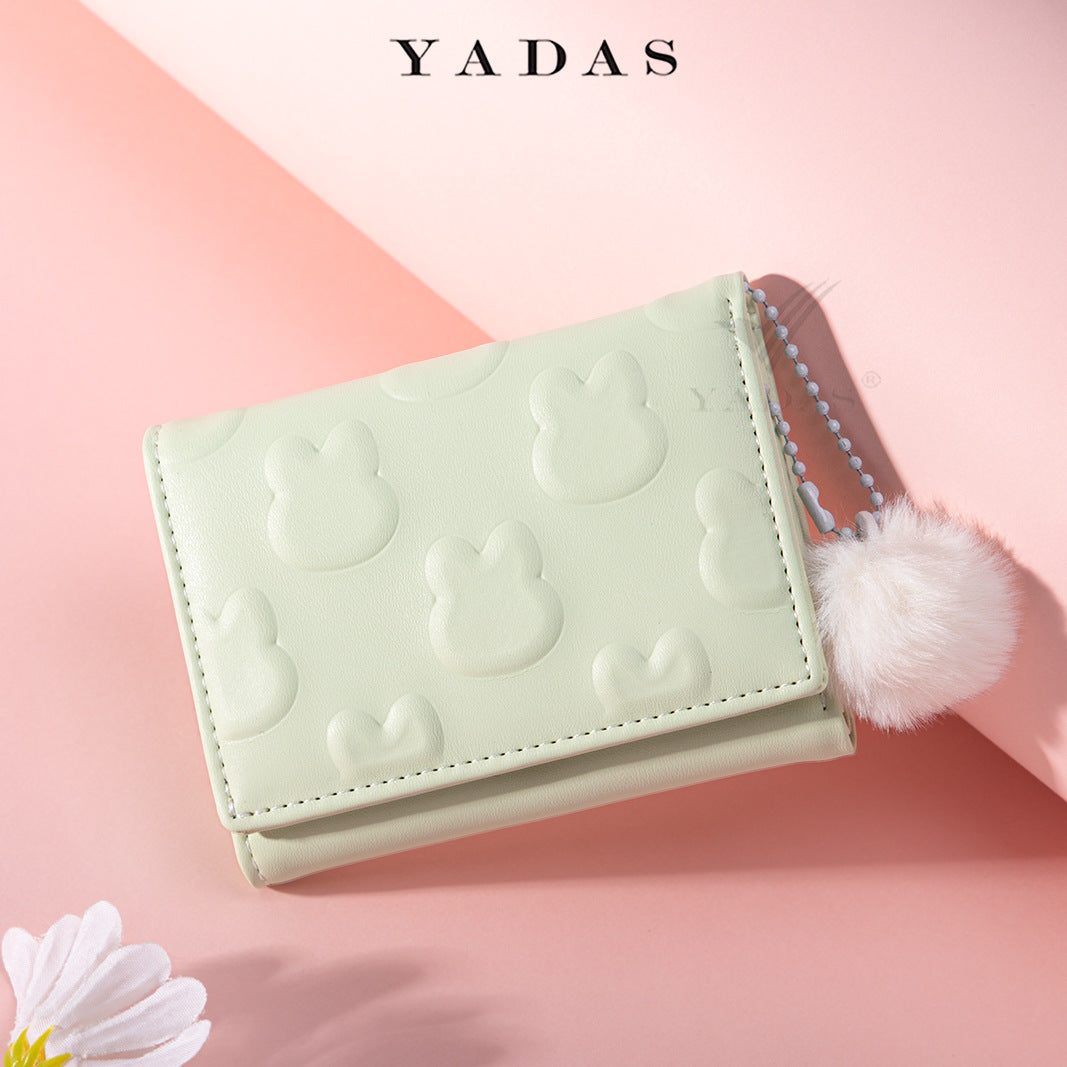 Women's Rabbit Embossed PU Leather Wallet – Compact Zip Coin Purse & Card Holder