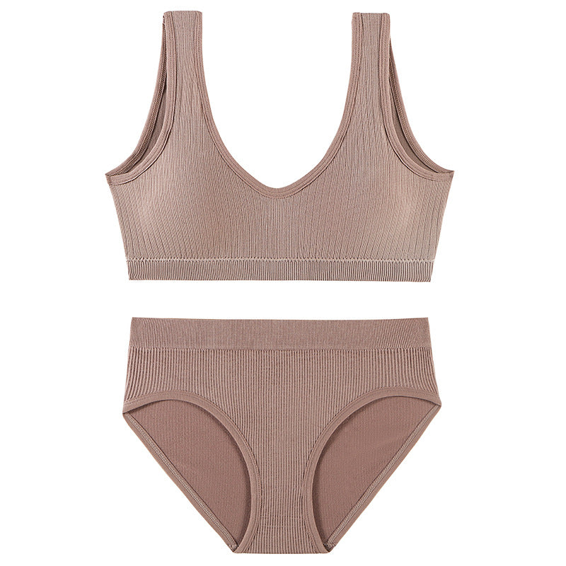 Women's Seamless Bra & Panty Set – Wireless Padded Bralette with Low-Rise Briefs