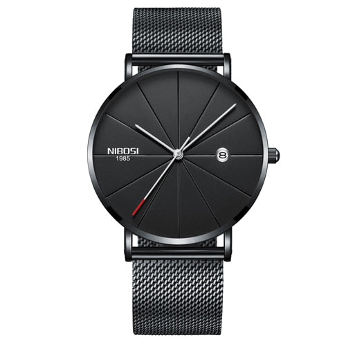 NIBOSI Men's Ultra-Thin Quartz Watch – Luxury Waterproof Stainless Steel Business Watch