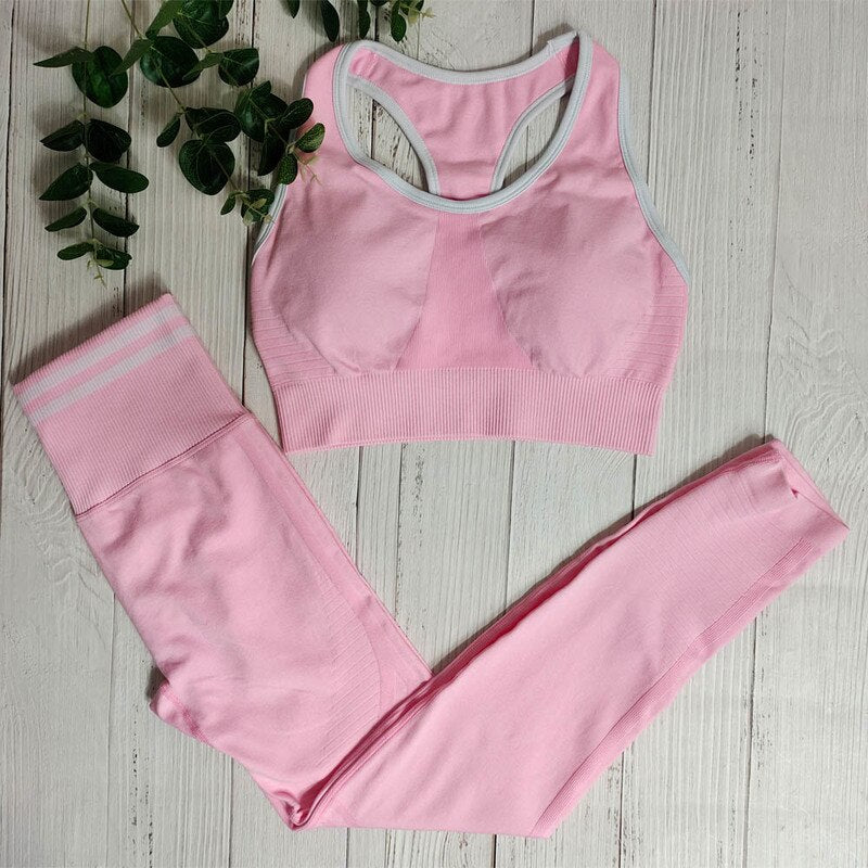 Women's Seamless 2-Piece Yoga Set – Sports Bra & High-Waist Leggings Gym Outfit