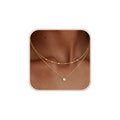 14K Gold Plated Layered Necklace Set – Dainty CZ Pendant Stackable Chain Necklace