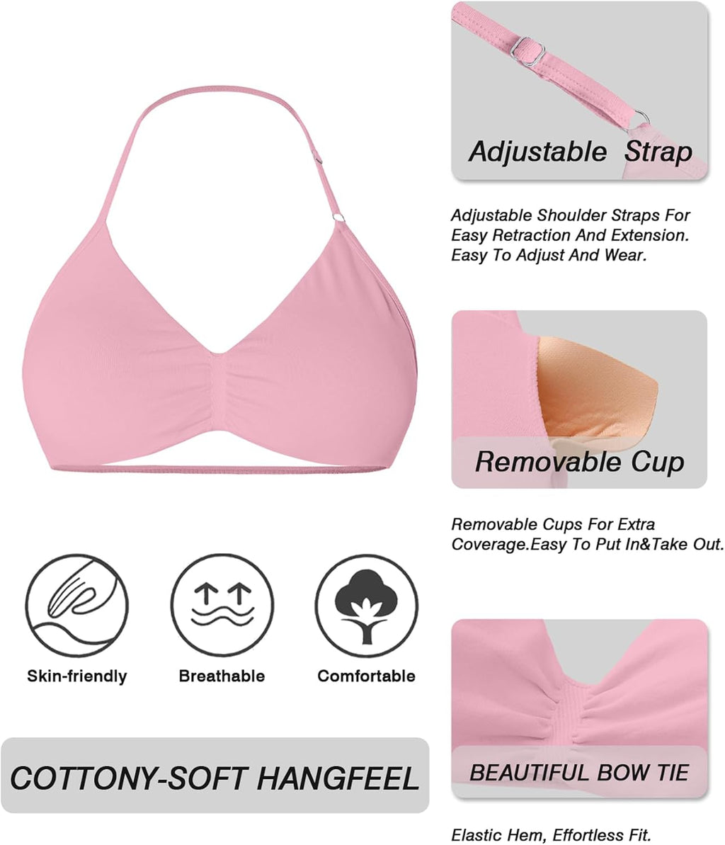 Comper Women's Halter Strappy Sports Bra and Seamless Ribbed Shorts Set