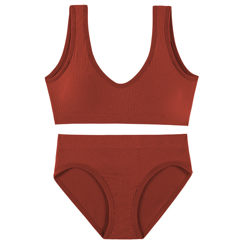Women's Seamless Bra & Panty Set – Wireless Padded Bralette with Low-Rise Briefs
