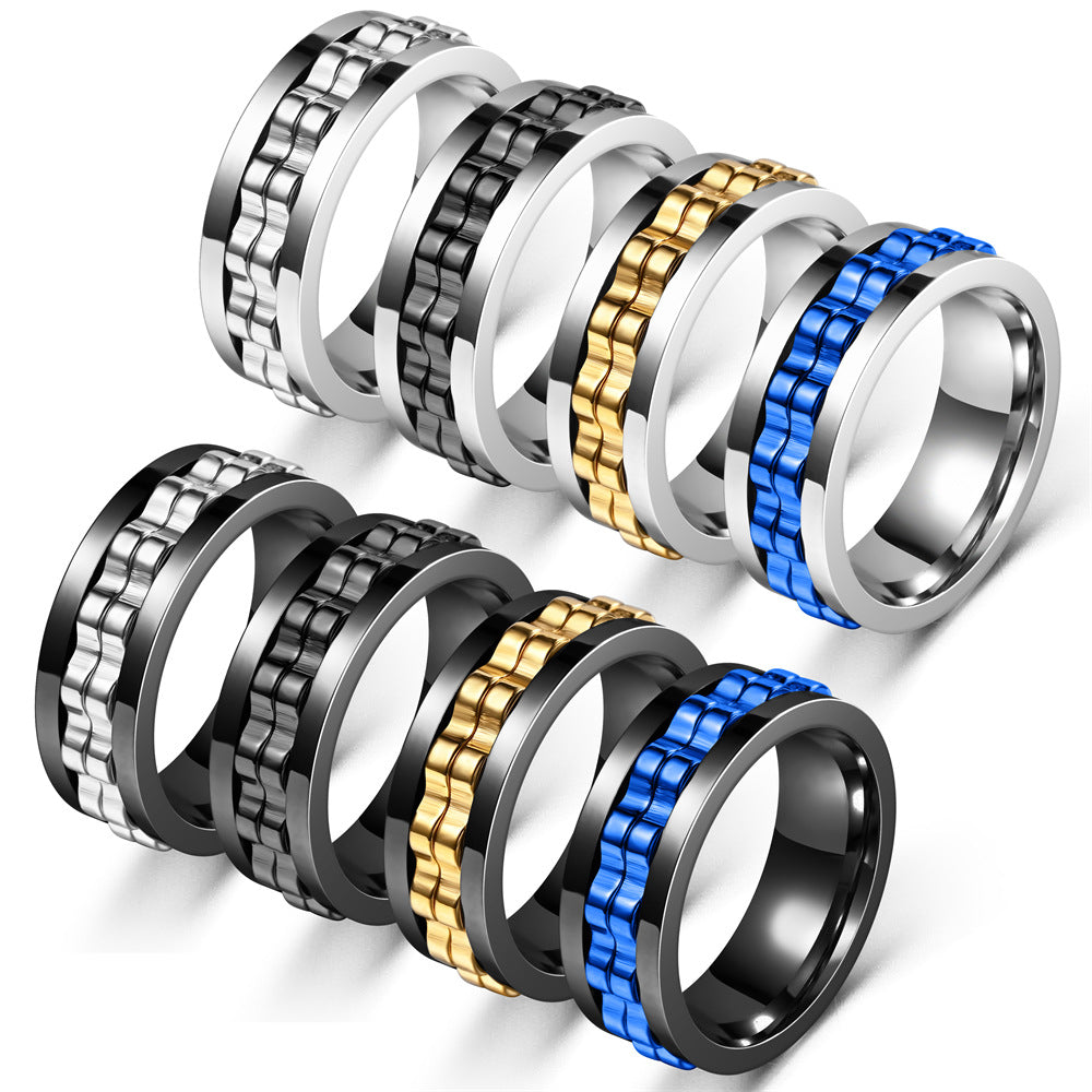 Rotating Flower Spinner Ring – Stainless Steel Anxiety Relief Fidget Ring