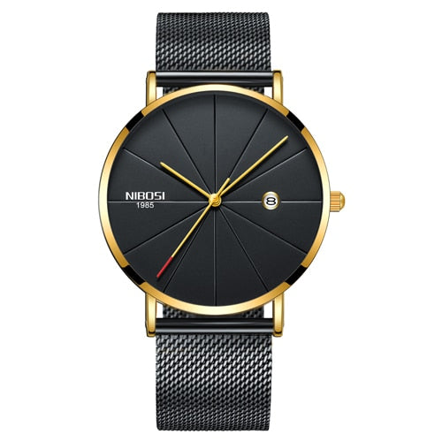 NIBOSI Men's Ultra-Thin Quartz Watch – Luxury Waterproof Stainless Steel Business Watch