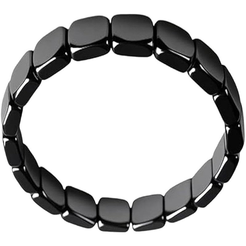Men's Black Onyx & Hematite Beaded Bracelet – Adjustable Braided Natural Stone Bracelet