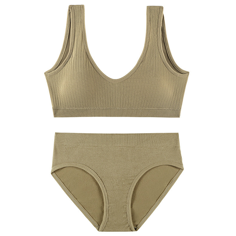 Women's Seamless Bra & Panty Set – Wireless Padded Bralette with Low-Rise Briefs