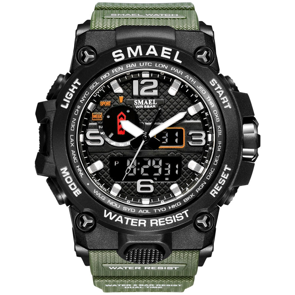 Men's Military Sport Watch – 50M Waterproof LED Digital & Analog Quartz Watch