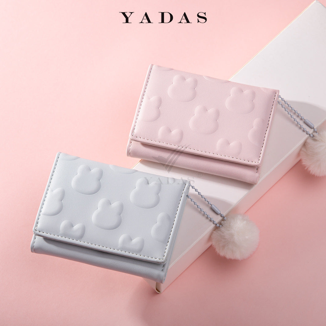 Women's Rabbit Embossed PU Leather Wallet – Compact Zip Coin Purse & Card Holder