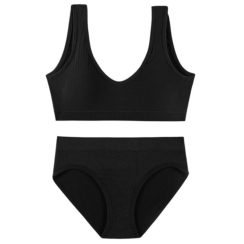 Women's Seamless Bra & Panty Set – Wireless Padded Bralette with Low-Rise Briefs