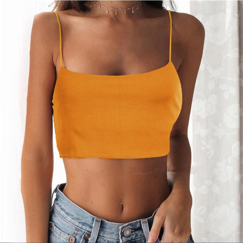 Women's Sleeveless Crop Tank Top – Solid Summer Cami Basic Casual Vest