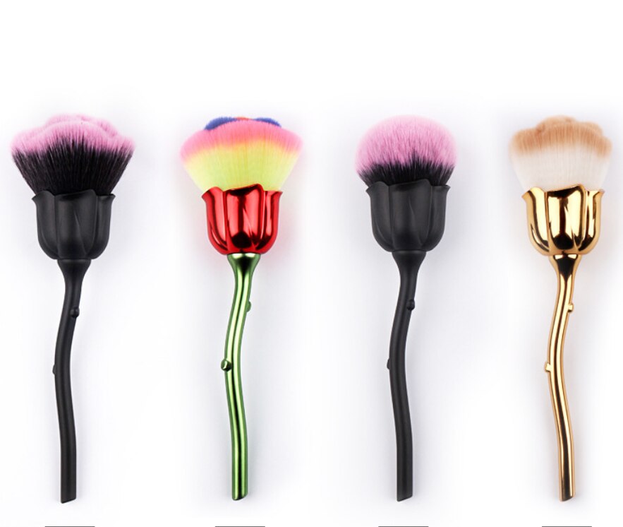Rose Flower Nail Dust Brush – Soft Gel Polish Cleaning Brush for Nail Art & Manicures