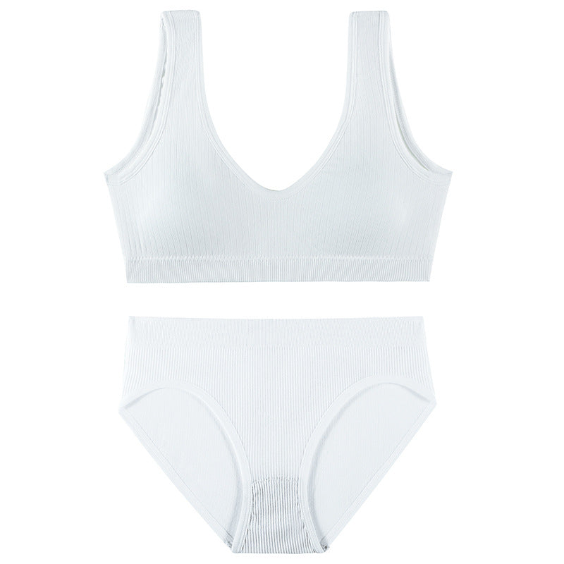 Women's Seamless Bra & Panty Set – Wireless Padded Bralette with Low-Rise Briefs