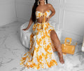 Women's Printed Strapless Bandeau Maxi Skirt Set – Backless Two-Piece Summer Outfit