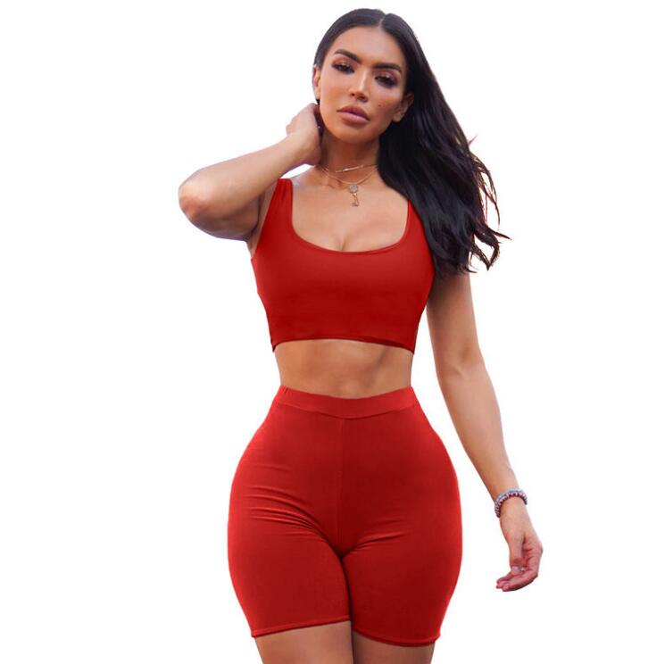Women's 2-Piece Crop Top & Biker Shorts Set – Casual Matching Workout Lounge Outfit