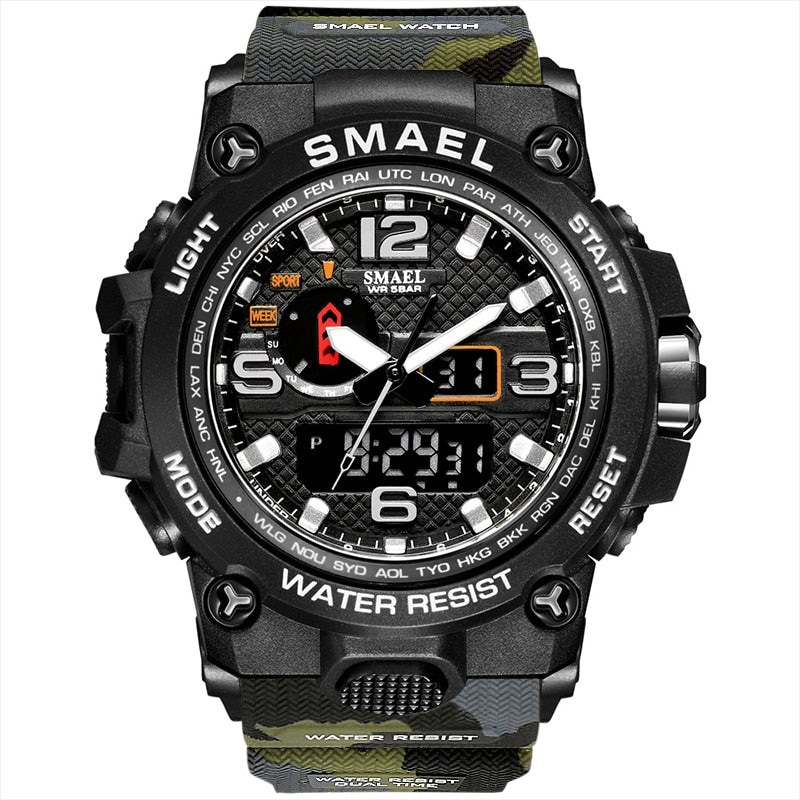 Men's Military Sport Watch – 50M Waterproof LED Digital & Analog Quartz Watch