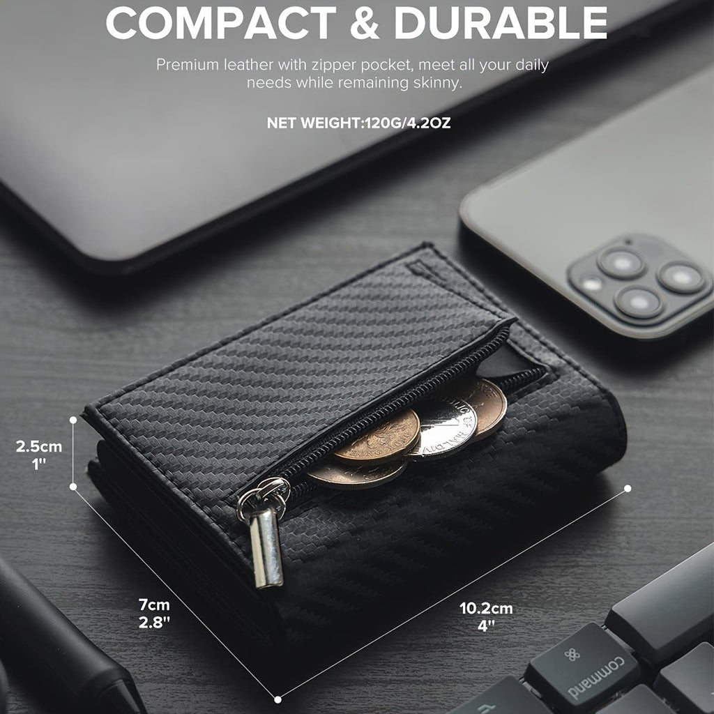 Men's Carbon Fiber RFID Card Holder – Magnetic Aluminum Wallet with AirTag Slot