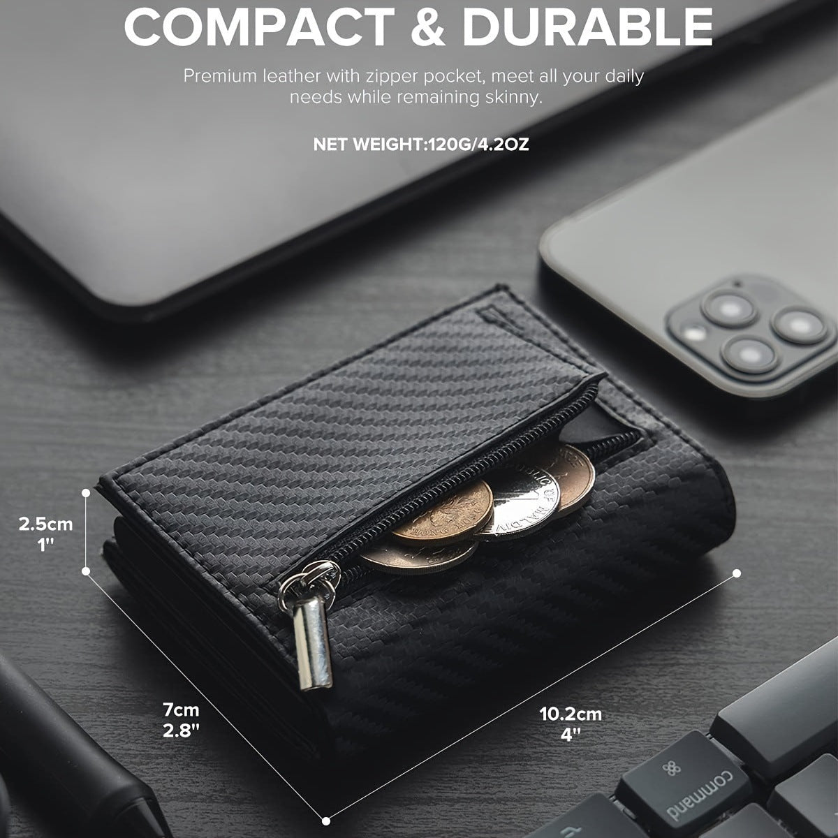 Men's Carbon Fiber RFID Card Holder – Magnetic Aluminum Wallet with AirTag Slot