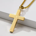 Scripture Cross Pendant Necklace – Titanium Steel Christian Box Chain Necklace